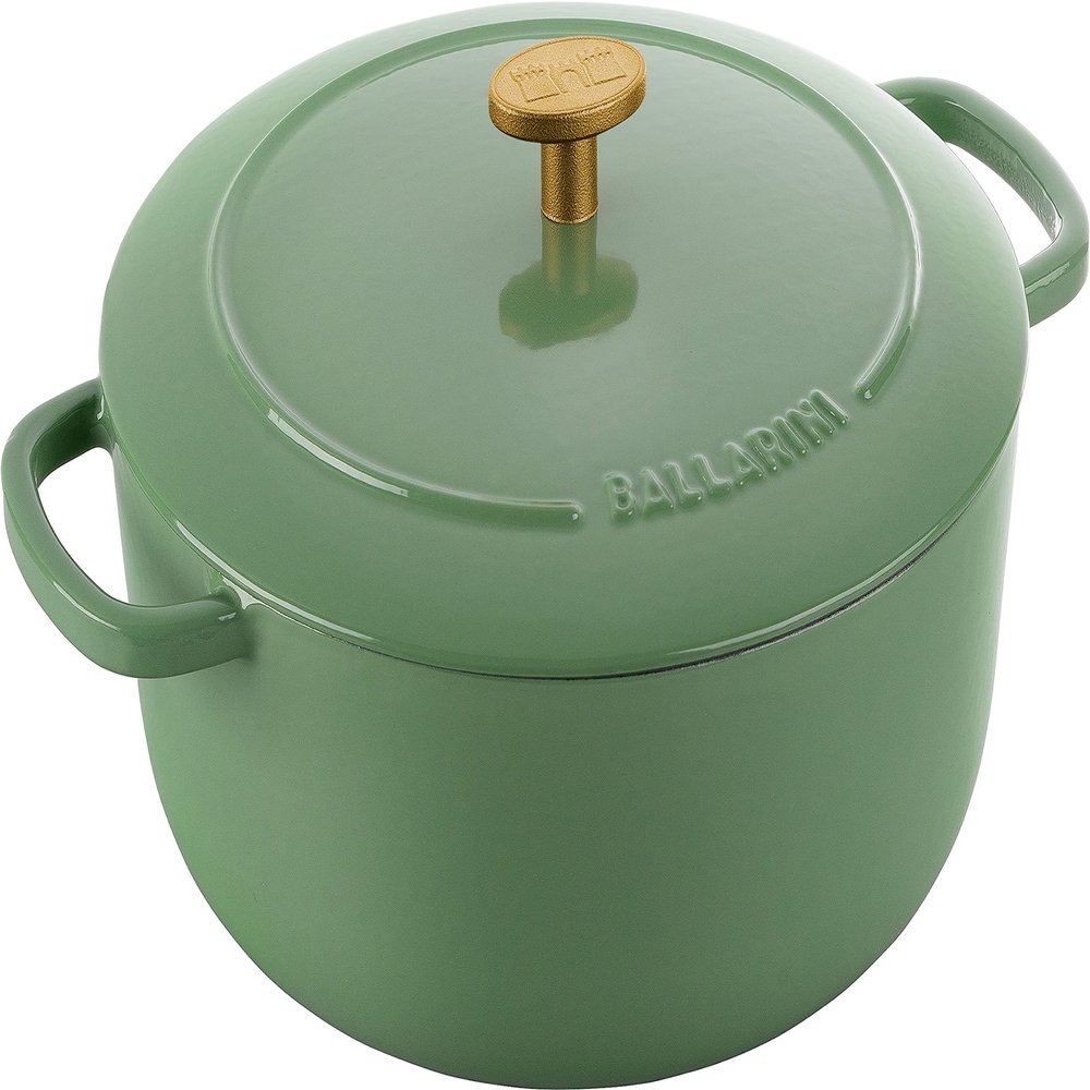 Ballarini Z1023-103 Bellamonte Round, 8.7 inches (22 cm), Herbal Green, Two-Handled Pot, Casting, Enameled Pot, Induction Compatible, Authentic Japanese Product