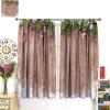Christmas Curtains,Christmas Wooden Background with Snow Fir Tree Blackout Room Curtainsfor Living Room Bedroom Or Office Curtains Window Curtain 2 Panels 52x84in view 3
