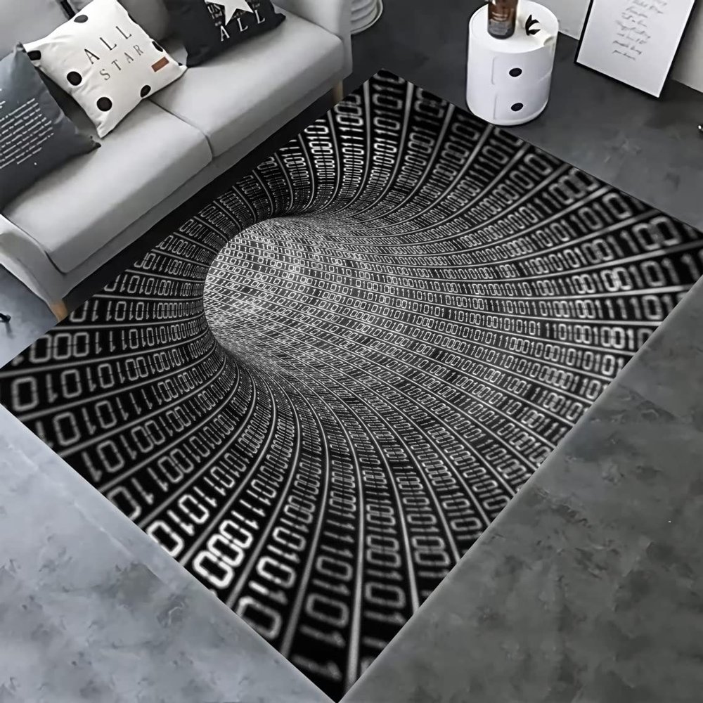 3D Vortex Rug, 3D Illusion Rug, Round Illusion Rug, Vortex Illusion Carpet, 3D Effect, Optical Illusion (55x78)=140x200cm