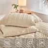 WARMDERN Tufted Duvet Cover Set King Size, Khaki Striped Textured Boho Bedding Set, 3 Pcs Ultra Soft Washed Microfiber Duvet Cover with Zipper Closure (Khaki) view 4