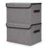 Bagnizer Large 42 Quarts Fabric Storage Bins with Lids [2-Pack] Linen Collapsible Foldable Storage Cubes, Closet Organizer Containers boxes with Handles for Home Office (16.7 x 12 x 12, Gray) view 1