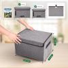 Bagnizer Large 42 Quarts Fabric Storage Bins with Lids [2-Pack] Linen Collapsible Foldable Storage Cubes, Closet Organizer Containers boxes with Handles for Home Office (16.7 x 12 x 12, Gray) view 2