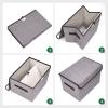 Bagnizer Large 42 Quarts Fabric Storage Bins with Lids [2-Pack] Linen Collapsible Foldable Storage Cubes, Closet Organizer Containers boxes with Handles for Home Office (16.7 x 12 x 12, Gray) view 3