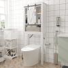 SOSPIRO Farmhouse Over The Toilet Storage with Sliding Barn Door, Freestanding Bathroom Over The Toilet Organizer Above Toilet Storage Cabinet with Adjustable Shelf, Tall Bathroom Space Saver, White1 view 1