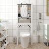 SOSPIRO Farmhouse Over The Toilet Storage with Sliding Barn Door, Freestanding Bathroom Over The Toilet Organizer Above Toilet Storage Cabinet with Adjustable Shelf, Tall Bathroom Space Saver, White1 view 3