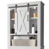 SOSPIRO Farmhouse Over The Toilet Storage with Sliding Barn Door, Freestanding Bathroom Over The Toilet Organizer Above Toilet Storage Cabinet with Adjustable Shelf, Tall Bathroom Space Saver, White1 view 4