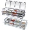 2 Set Acrylic Seasoning Organizer Box 10 x 4 x 3.2 in 8 Clear Seasoning Rack Spice Pot Condiment Container with Lid and Spoon Storage Container Spice Jar for Sugar Salt Kitchen Cooking Organizer view 1