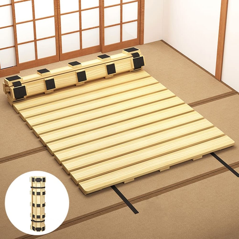 Fold Rollable Hard Bed Board, Breathable Bed Frame, Waist Protector Board, Moisture-Proof Artifact Foldable Skeleton Wooden Bed Slats (Size : 1mx2m)