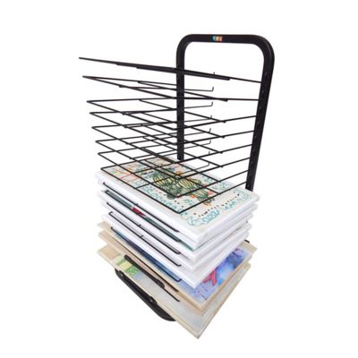 SOBS Mobile Classrooms Art Drying Rack for Painting Panels, Paper & Prints, Sturdy Metal Art Rack Artwork Storage Display Rack with Wheels, 15/20/30 Shelves (Size : 32x42.5x75cm)