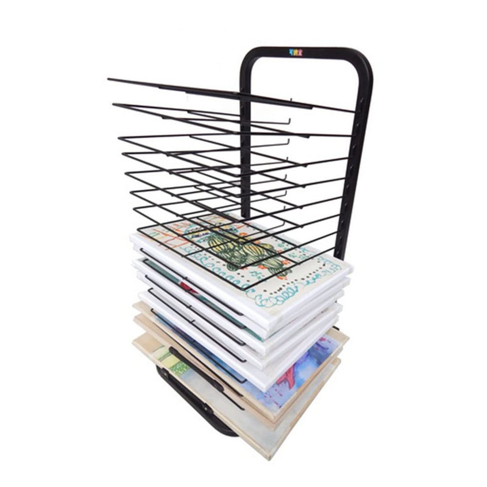 SOBS Mobile Classrooms Art Drying Rack for Painting Panels, Paper & Prints, Sturdy Metal Art Rack Artwork Storage Display Rack with Wheels, 15/20/30 Shelves (Size : 32x42.5x75cm)