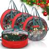 Shappy 4 Pcs Christmas Wreath Storage Bag Wreath Storage Container with Clear Window Plaid Box with Handles for Storing Garland Holiday Wrapping(Red,30 x 7 Inch) view 1