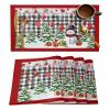 Christmas Placemats for Dining Table Set of 4 Christmas Tree Snowman Farmhouse Black and White Plaid Check Table Mats for Home Kitchen Restaurant Christmas Party Decoration,Washable view 1