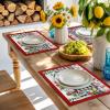 Christmas Placemats for Dining Table Set of 4 Christmas Tree Snowman Farmhouse Black and White Plaid Check Table Mats for Home Kitchen Restaurant Christmas Party Decoration,Washable view 3
