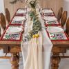 Christmas Placemats for Dining Table Set of 4 Christmas Tree Snowman Farmhouse Black and White Plaid Check Table Mats for Home Kitchen Restaurant Christmas Party Decoration,Washable view 4