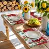 Christmas Placemats for Dining Table Set of 6 Christmas Tree Snowman Happy New Year Farmhouse Red Table Mats for Home Kitchen Restaurant Christmas Party Decoration,Washable view 3