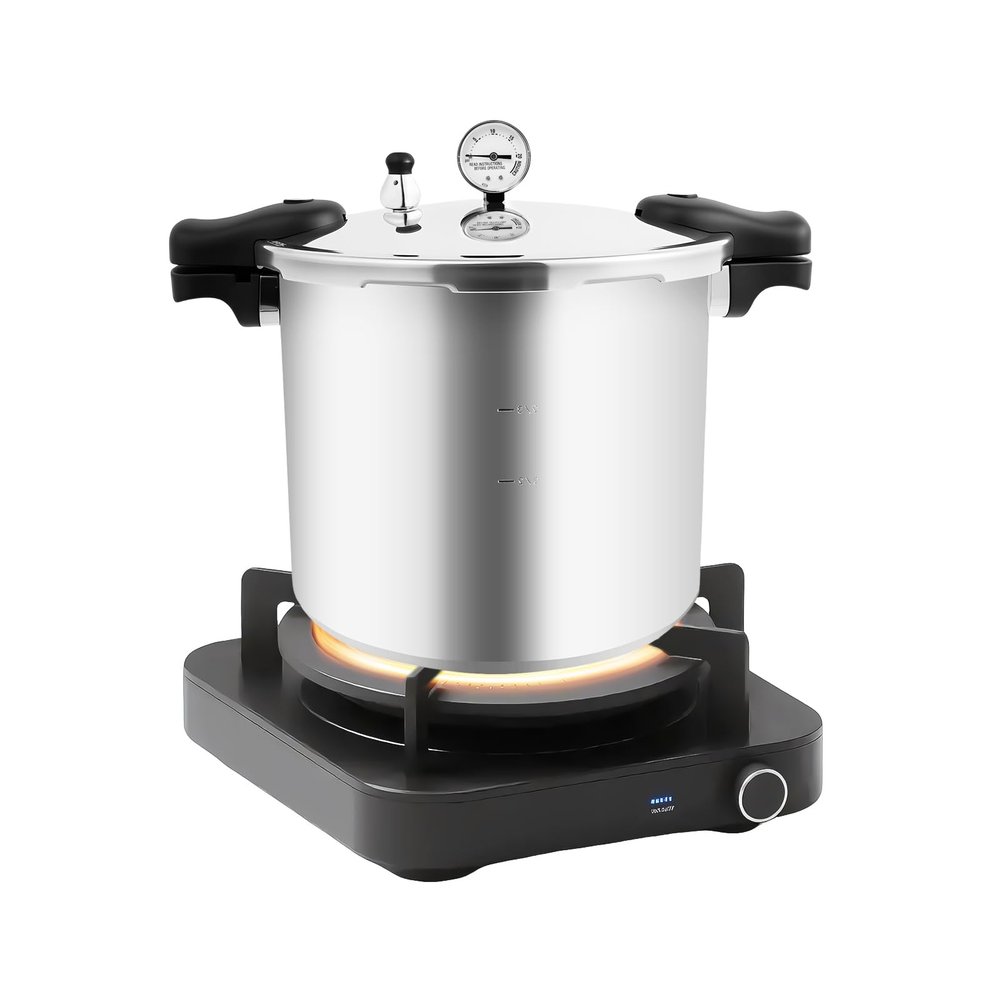 23 Quart Pressure Cooker 70kpa Aluminum Alloy Pressure Cooker Pot Explosion-proof with Gauge Pressure Cookware Induction Compatible Pressure Canner