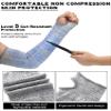 Janmercy 3 Pairs Elderly Arm Sleeves for Thin Skin Protective Arm Covers with Thumb Hole Arm Elbow Protectors from Abrasions Bruising Sun Exposure for Women Men (Black, Gray, Blue) view 3