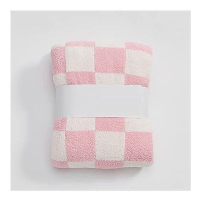 Bannr Blanket Queen Size Throw Blankets Checkerboard Grid Chessboard Gingham Warmer Comfort Plush Reversible Cozy Decor Travel Pillows (Color : Pink, Size : 150x200cm)