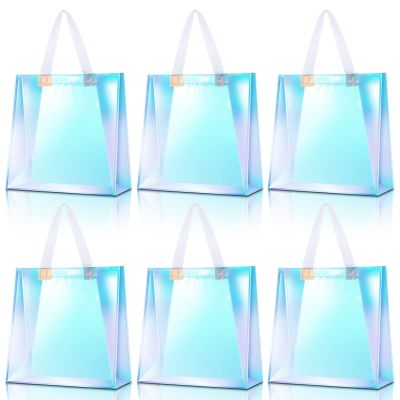 BBTO 6 Pcs Clear Tote Bag Stadium Approved Plastic Hand Bag(Holographic Color)