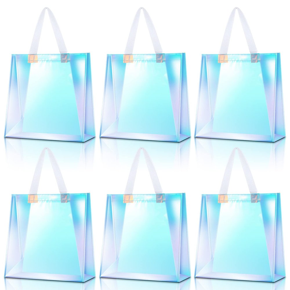 BBTO 6 Pcs Clear Tote Bag Stadium Approved Plastic Hand Bag(Holographic Color)