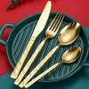 32 Piece Gold Silverware Set for 8 Textured Flatware Sets With Stone Grain Handle Durable 18/10 Stainless Steel Cutlery Kitchen Wedding Hotel Tableware Utensils Set Include Knife Spoon Fork Teaspoon view 1