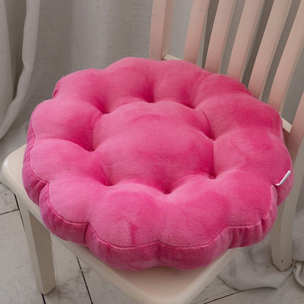 QQXX Flannel Flower-Shaped Seating Cushion,Round Cute Seat Pillow,Soft Thicken Chair Pads for Living Room bedrooms Dining RoomOffice,Rose red,40x7cm(16x3)