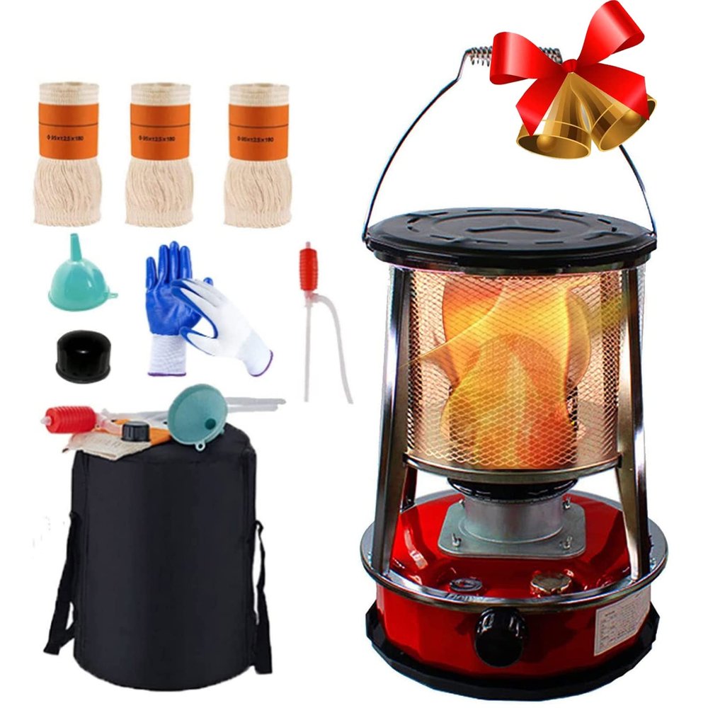 Kerosene Stove Non Electric Heater with Wick and Gloves Top Cover Removable Indoor Emergency Heater for Heating,Boiling Water,Cooking