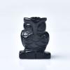 1PC Natural Owl Figurine Gemstone Ornaments Rose Quartz Tigers Eye Crafts Hand Carved Animal Crystal Statue Home Decor DIY Gift,Obsidian view 1