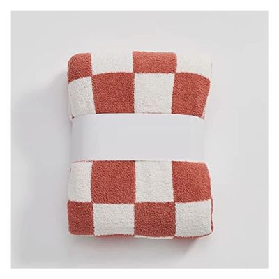 Bannr Blanket Queen Size Throw Blankets Checkerboard Grid Chessboard Gingham Warmer Comfort Plush Reversible Cozy Decor Travel Pillows (Color : Carmine, Size : 150x200cm)
