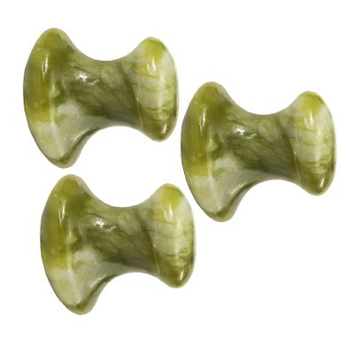 minkissy 3pcs Massage Stones Natural Jade Gua Tools for Facial Care Relaxation and Skin Nourishment Safe and Ergonomic Design for Use