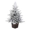 Vickerman 3' x 25" Potted Snowy Rosemary Pine Artificial Unlit Christmas Tree, Wood Container view 1