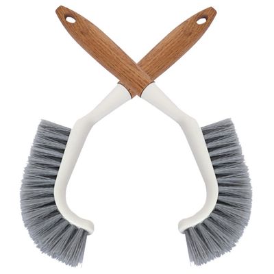 CALLARON 2pcs Wooden Handle Cleaning Brush for Bathroom and Household Use Floor and Corner Brush for Grime Removal Versatile and Design for Easy Cleaning