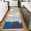Hallway Runner Rug Modern Blue Grey Yellow Washable Long Carpet Runners for Corridor, Kitchen, Hall, Entryway Floor Non-Slip Mat 80x450cm/100x400cm (Size : 2.6 ft x 19.7 ft) view 2