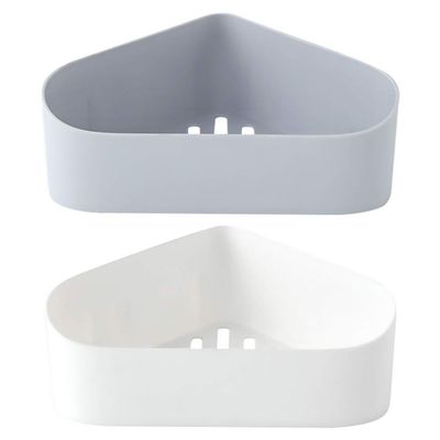 Beavorty 2pcs Wall-Mount Storage Rack for Bathroom and Kitchen No Drilling Required Space-Saving Organizer Design Easy Installation Modern Shape