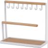 YQBUER Wooden Jewelry Organizer Holder Rack with Hooks Shelf Hanging Earrings Necklaces Bracelets Storage Accessories view 1