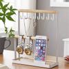YQBUER Wooden Jewelry Organizer Holder Rack with Hooks Shelf Hanging Earrings Necklaces Bracelets Storage Accessories view 2
