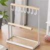 YQBUER Wooden Jewelry Organizer Holder Rack with Hooks Shelf Hanging Earrings Necklaces Bracelets Storage Accessories view 4