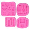 4Pcs Fondant Cake Decorating Molds, Makeup Design Silicone Molds Lipstick Perfume Candy Sugar Molds for Pudding Chocolate Cakes Cupcake view 1