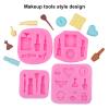 4Pcs Fondant Cake Decorating Molds, Makeup Design Silicone Molds Lipstick Perfume Candy Sugar Molds for Pudding Chocolate Cakes Cupcake view 3