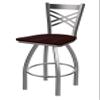 820 Catalina Stainless Steel 36" Swivel Bar Stool with Dark Cherry Oak Seat view 1