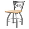 820 Catalina Stainless Steel 36" Swivel Bar Stool with Natural Oak Seat view 1