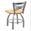 820 Catalina Stainless Steel 36" Swivel Bar Stool with Natural Oak Seat view 3