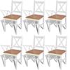 GOLINPEILO Dining Chairs 6 pcs White and Natural Pinewood, Wooden Dining Chair Set, Chair Size: 16.3" x 17.9" x 33.6" (W x D x H) view 1