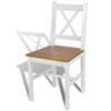 GOLINPEILO Dining Chairs 6 pcs White and Natural Pinewood, Wooden Dining Chair Set, Chair Size: 16.3" x 17.9" x 33.6" (W x D x H) view 4