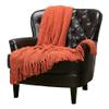 Aesthetic Super Soft 100-Percent Acrylic Knitted Blanket | Beautiful Knit Texture Design with Tassels | All Season Durable Cozy & Comfy Throw | Size: 50"W X 65"L Attractive Pretty Rust Orange Color view 1