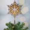 13.75" Lighted Gold and Silver Snowflake Christmas Tree Topper, Clear Lights view 2