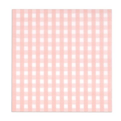 Gift Boutique 100 Pcs Pink & White Gingham Cocktail Napkins Disposable Paper Checkered Plaid Beverage Dessert Napkin Summer Picnic Baby Shower Party