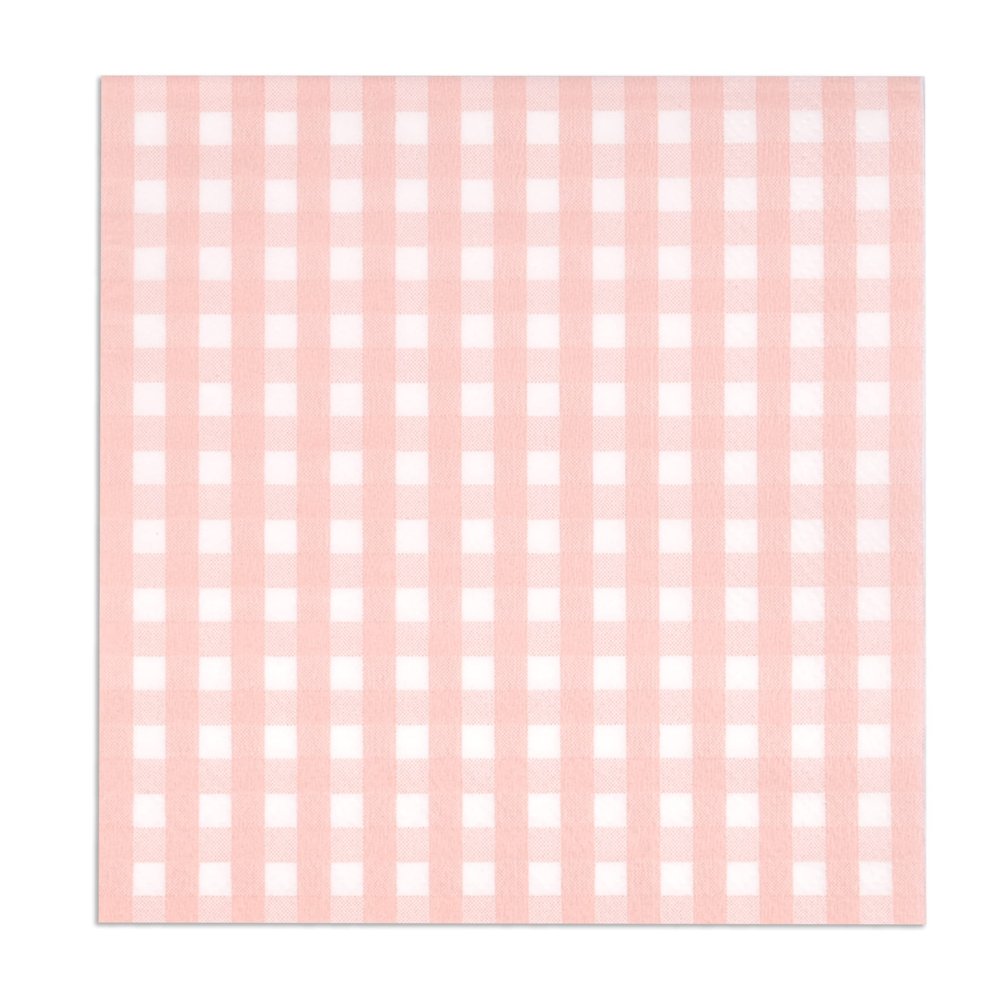 Gift Boutique 100 Pcs Pink & White Gingham Cocktail Napkins Disposable Paper Checkered Plaid Beverage Dessert Napkin Summer Picnic Baby Shower Party