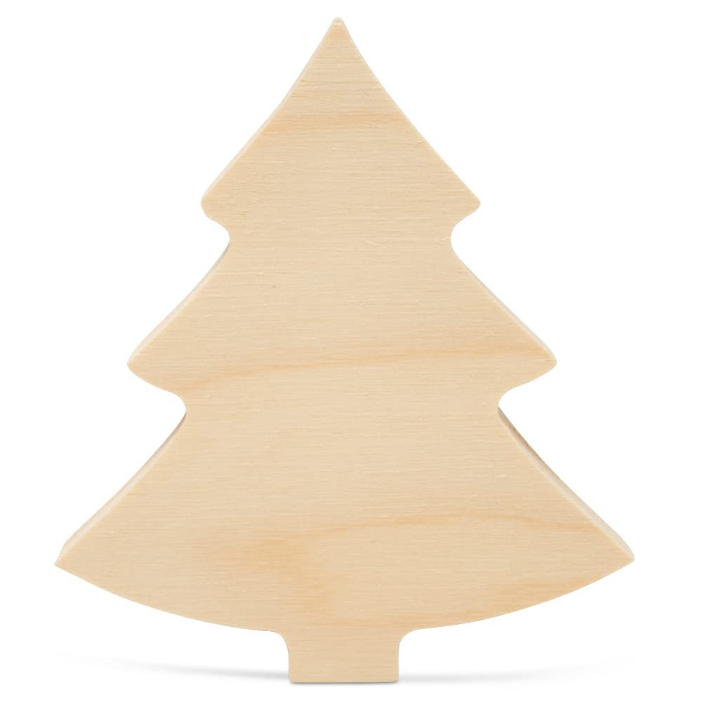 Chunky Christmas Tree 4-inch, Pack of 10 Wooden Christmas Decor, Pine Tree Shaped Cutouts for Classroom & Winter Decor, by Woodpeckers