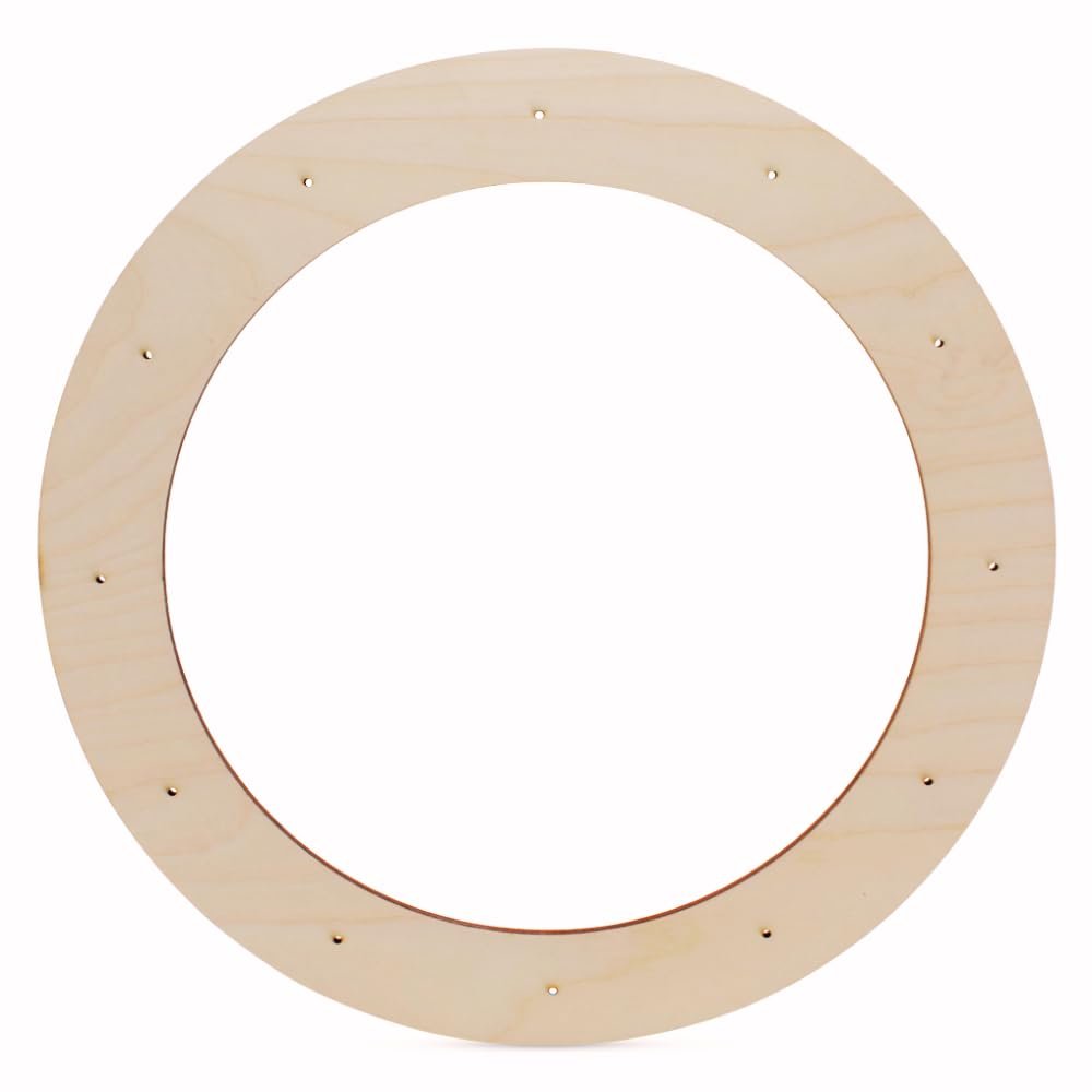 Woodpeckers Extra-Large 18-inch Wood Wreath Frame Pack of 10 with Rings for Crafts & Door Wreath with Lights